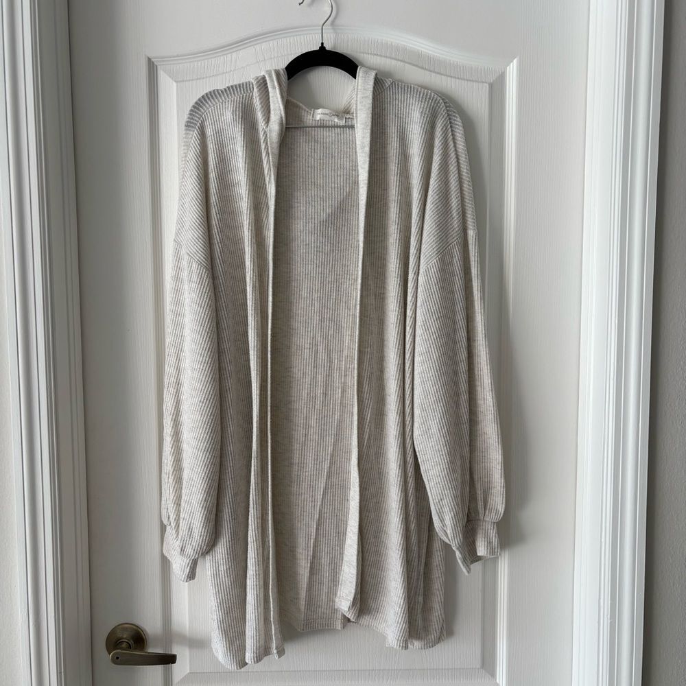 Treasure & Bond Open Front Ribbed Hooded Cardigan 
Size Large